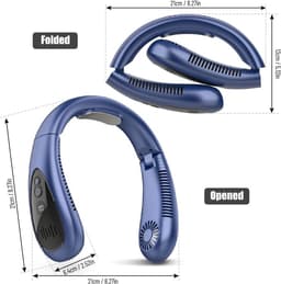Draagbare nekventilator, koeling - luchtstroom 5000 mAh, werkt op batterijen, USB oplaadbaar, met 3 snelheden, hoofdtelefoonontwerp, handsfree bladloze ventilator voor thuiskantoor, outdoor, kamperen — thumbnail 3