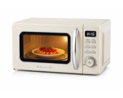 Swiss Haus® MW20 Magnetron Vrijstaand - 20L – 700W Digitale Solo Microgolfoven – Retro Microwave Vintage Design – Auto Cook & Ontdooifunctie – 11 Verwarmingsstanden - Beige
