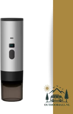 Draagbare Koffiemachine /Coffee maker voor camping, op reis of onderweg - Oplaadbaar - Zilver - Grijs — thumbnail 1