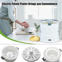 Elektrische Aardappelschiller - Schilmachine Keuken - Snel Groenten Schillen - Dubbele Functie Droger - 85W Vermogen - Wit — thumbnail 4