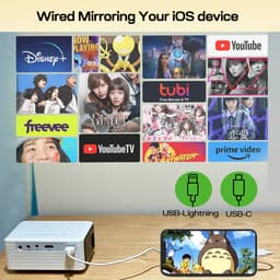 Yoton Y3 Mini Beamer - 7500 Lumen - 20000+ Uur - Compatibel met HDMI, USB, AV, Laptop, Smartphone - Wit en Zwart — thumbnail 3
