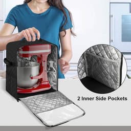 Mixer Afdekhoes - Keukenmachine Cover - Keuken Organisatie - Met Accessoirevakken - 215x348x395cm - Zwart — thumbnail 2