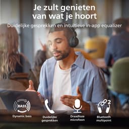 PHILIPS TAH4000 draadloze on-ear hoofdtelefoon, 70 uur afspeeltijd, Dynamic Bass, 32 mm drivers, Bluetooth 6.0 Multipoint, snelkoppelen, vervangbare kussentjes & batterij, licht & opvouwbaar – Zwart — thumbnail 3