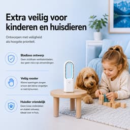 Bladloze Ventilator met LED Licht 7 Standen - Oplaadbaar USB C - Fluisterstil - 3 Standen - Tafelventilator met Verlichting - Draagbare Ventilator - Wit - Silvergear — thumbnail 4