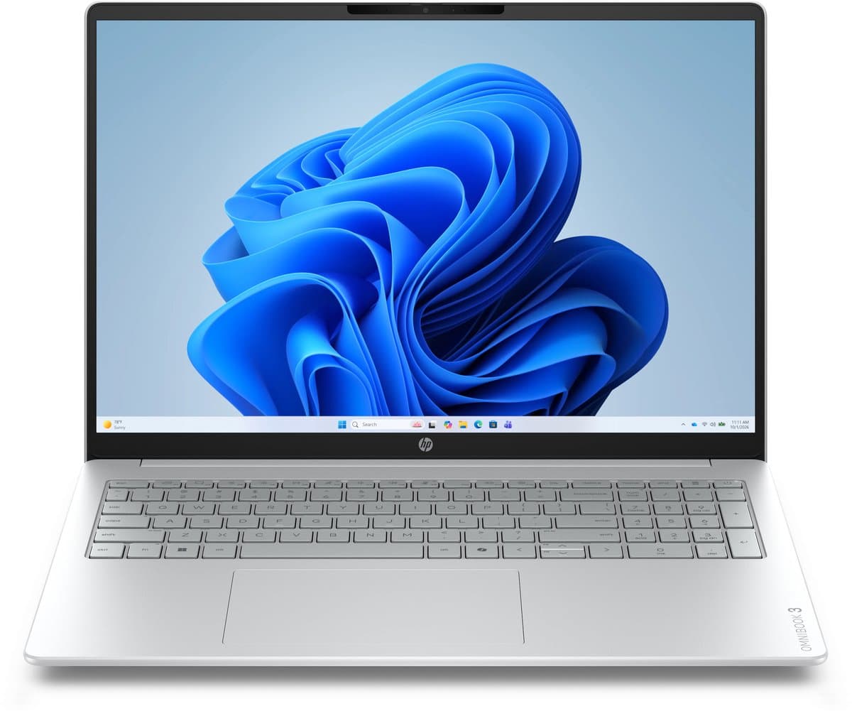 HP OmniBook 3 16-by0058ndx AMD Ryzen™ 5 7520U Laptop 40,6 cm (16") 2K 8 GB LPDDR5-SDRAM 512 GB SSD Wi-Fi 6 (802.11ax) Windows 11 Home Grijs, Zilver QWERTY — afbeelding 1