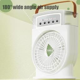 Ventilator - Draagbare Koelventilator met Ijskoelsysteem - Vernevelingsventilator voor Thuis Kantoor en Buiten - 3 Windsnelheden en Verstelbare Hoogte - Stille Werking en Energiezuinig - Oplaadbaar via USB - Witte Kleur — thumbnail 4