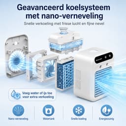 Mini airco - Persoonlijke Luchtkoeler 4-in-1 – Ultrasone Verneveling – 2 Snelheden – Oplaadbaar — thumbnail 2