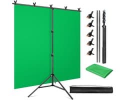 Green Screen met Statief - Green Screen - Achtergrond - Verstelbare Standaard - Eenvoudig in Gebruik - 150x200 cm