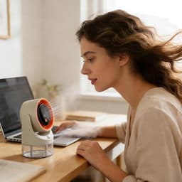 LISM bureauventilator, 100 windsnelheden, oplaadbaar, stille koeling; kleine persoonlijke ventilator geschikt voor kantoren, huizen, slaapkamers, studentenkamers, zomergebruik, draagbaar, verstelbaar, krachtige mini-luchtkoeler. — thumbnail 2