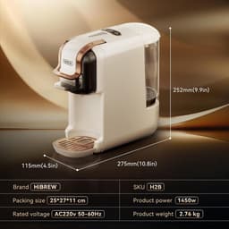 HiBREW H2B Koffiemachine - 5-in-1 - Nespresso, Dolce Gusto, K-Cup, ESE en Gemalen Koffie-WIT — thumbnail 4