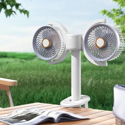 Tafelventilator met Telefoonhouder - USB-C Oplaadbaar - Extreem lange batterijduur - 5 Standen - Opvouwbaar en Draadloos - Staande Mini Ventilator - Fan - Verkoeling - WK Voetbal Kijken Accessoire - Kleine Aircooler - Mobiele Airco - Wit — thumbnail 5