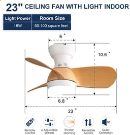 Merdoo plafondventilator met LED verlichting - Ø 58 cm - wit - afstandsbediening - DC motor - 6 snelheden — thumbnail 4