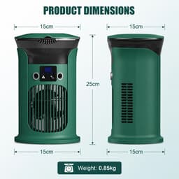 Mobiele airco - 4-in-1 Luchtkoeler - Mini airconditioner met 880ml watertank - Draagbare aircooler voor slaapkamer & kantoor - Energieklasse A+ - Groen — thumbnail 2