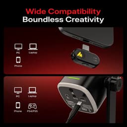 MAONO PD100W - Draadloze Podcast Microfoon - USB & XLR - Dynamische Microfoon - RGB - Noise Cancelling - Streaming & Podcast - Zwart — thumbnail 4