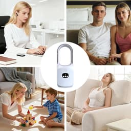 KZQ Bladloze Tafelventilator Met 120 Graden Zwenk, 3 Snelheden, Stille Luchtcirculator Voor Kantoor, Woonkamer, Slaapkamer, Reizen, Kamperen En Auto — thumbnail 2