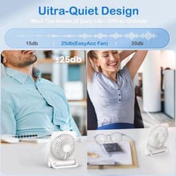 Solvix tafel ventilator geluidloos - Tafelfan - Wit - Oplaadbare 4000 mAh Batterij - Super Stil - Voor Thuis en Kantoor — thumbnail 4