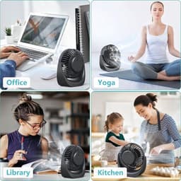 Solvix tafel ventilator geluidloos - Bureauventilator - Zwart - Oplaadbare 4000 mAh Accu - 5 Snelheden - Voor Thuis en Op Kantoor — thumbnail 4