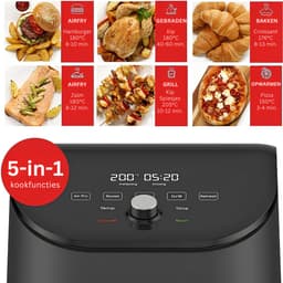SNJY® Mini Airfryer - Airfryer Klein - Camping Airfryer - 5,7 Liter - 5-in-1 - 1700W - Zwart — thumbnail 3