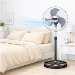 Chelsey-store - Ventilator - Staande Ventilator – Vloer Ventilator - Zwart/Wit - Hoogte tot 124 cm — thumbnail 3