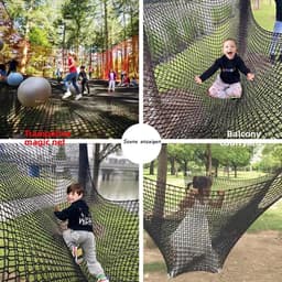 valbeschermingsnet, klimnet voor kinderen en buiten, 4 mm dik touw, gaten van 4 cm, voor valbescherming buiten, speelplaats, buiten en binnen (zwart, 3 x 3) — thumbnail 3