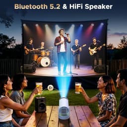 Beamer met Batterij, Draagbare Projector ondersteuning 4K resolutie, 220° Rotatie, WiFi 6 Bluetooth, Android TV, Ingebouwde Speaker, Auto Keystone Beamer voor Buiten Thuisbioscoop Slaapkamer — thumbnail 5
