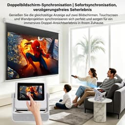 SnelShoppen - Smart Beamer 4K Ondersteund, Full HD 1080P Projector met Touchscreen, Dual Display Thuisbioscoop Beamer, 1200 ANSI, Autofocus, WiFi 6 Bl — thumbnail 5