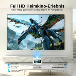 SnelShoppen - Smart Beamer 4K Ondersteund, Full HD 1080P Projector met Touchscreen, Dual Display Thuisbioscoop Beamer, 1200 ANSI, Autofocus, WiFi 6 Bl — thumbnail 3