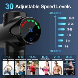 SnelShoppen - Massagepistool Diepe Weefselmassage, Stille Spierpercussie voor Rug, Nek en Hoofd met 30 Snelheidsinstellingen, LED Touchscreen en 10 Ve — thumbnail 5