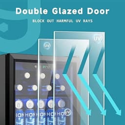 Joorly Mini Koelkast - Minibar - Drankkoelkast met glazen deur - Minibar voor 55 blikjes - met LED en temperatuurregeling - Wijn en bier koelkast - 43×41×47 cm - Zwart- RVS — thumbnail 5