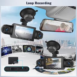 SnelShoppen - Zomolither 1080P Wifi Dashcam voor Auto met App, 3 Inch Voor Camera, 24 Uur Parkeerbewaking, Nachtzicht, G-Sensor, Loopopname, Inklapbaa — thumbnail 3