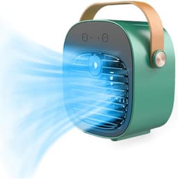 Bureauventilator - Draagbare Airco - Oplaadbaar - 4000mAh - 3 Snelheden - Stil - voor Thuis, Kantoor en Reizen - Groen — thumbnail 1