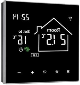 Slimme Thermostaat - Wifi Thermostaat Kamerthermostaat - Verwarming Regelen - Touchscreen Display - 60 mm - Zwart — thumbnail 1
