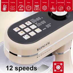 SUNCOK Keukenmixer, Keukenmachine, Slim aanraakpaneel, met 2 roestvrijstalen mengkommen: 4,5 l en 5,5 l. Krachtige motor van 1500 W, geluidsniveau 59 dB. Blender, geschikt voor bakken en deeg kneden. — thumbnail 4