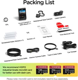 VIOFO A229 Pro-W 3CH - Premium 4K Dashcam - 3 Camera Systeem met Voor-, Achter- en Binnenopname - Sony STARVIS 2 - GPS - WiFi - Parkeerstand - Auto Camera voor Maximale Beveiliging — thumbnail 4