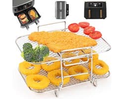 Grote heteluchtfriteuse, accessoires voor Ninja Foodi Max Dual Zone AF400EU, 9,5 l, airfryerrek/rooster, Af400eu accessoires, grillrooster/manden voor Ninja heteluchtfriteuse, 304 gecoat