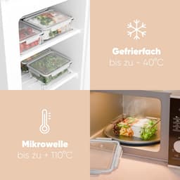 Dailygoods- Maaltijdbereidingsdozen set van 3 - Glazen Bakjes met Deksel - Vaatwasser/Magnetron/Oven Geschikt - Voedselbewaardozen 3x 1040ml - Transparant - Gezond Eten - Voedselopslagbakjes — thumbnail 4