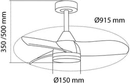 CristalRecord - Plafondventilator Byan Ø 91 cm outdoor IP65 grijs wit — thumbnail 4