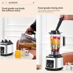 Multifunctionele Keukenmachine – Blender – Food Processor – Sapmaker – IJscrusher – Grote Inhoud 3L+1,5L+0,5L – Krachtige 9500W Motor – Stille Frequentie Technologie — thumbnail 2