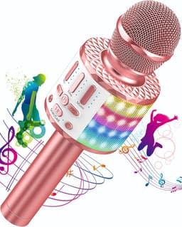Karaokemicrofoon, draadloze bluetooth-microfoon voor kinderen, met led, draagbare karaokemachine om te zingen, karaoke, meisjes, jongens, speelgoed, cadeaus, karaoke-luidspreker, recorder voor — thumbnail 4