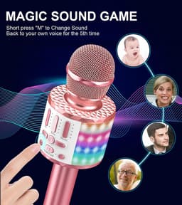 Karaokemicrofoon, draadloze bluetooth-microfoon voor kinderen, met led, draagbare karaokemachine om te zingen, karaoke, meisjes, jongens, speelgoed, cadeaus, karaoke-luidspreker, recorder voor — thumbnail 3