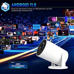 Mini Beamer 4K - Android 11.0 - WiFi 6 & Bluetooth 5.4 - 170 ANSI Lumen - Projector - 180° Draaibaar - 1080P Full HD - Voor Telefoon, PC en Home Cinema - Wit — thumbnail 2