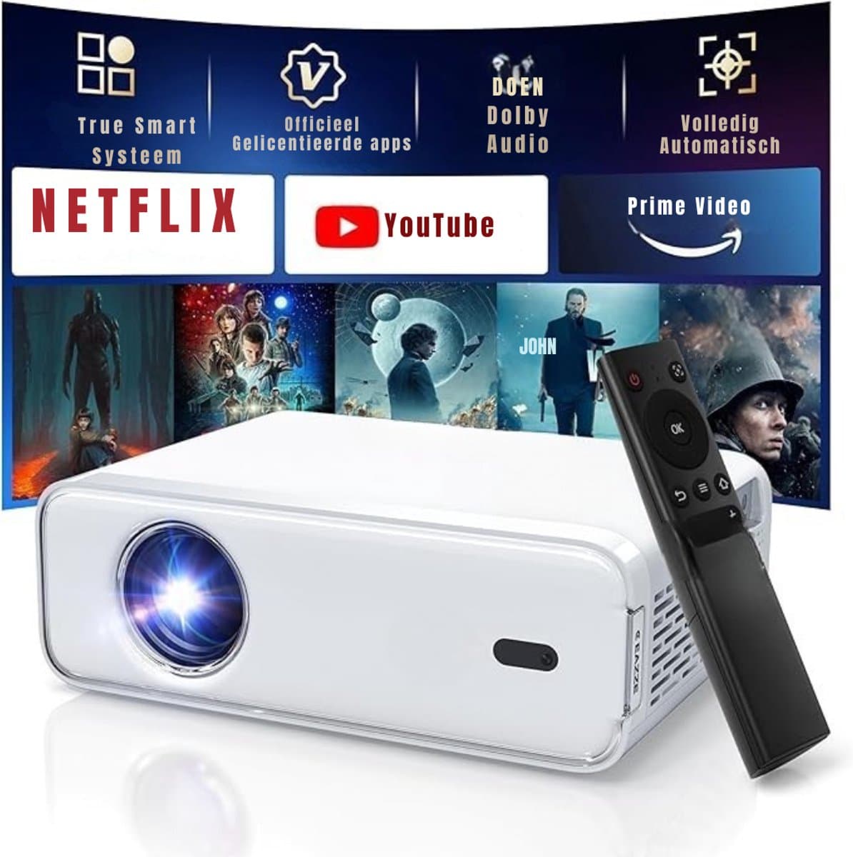 QORA® Mini beamers - Projector - Mini beamer - Wit - 22cm x 17cm x 8cm — afbeelding 1