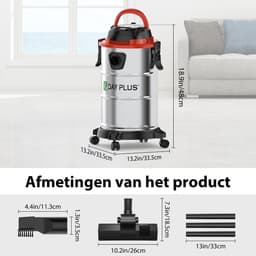 Nat- en Droogzuiger 18L RVS Industriële Stofzuiger - Veelzijdig Bouwstofzuiger Roestbestendig met Oververhittingsbeveiliging, voor Garage, Werkplaats, Huis en Auto Reinigen — thumbnail 4