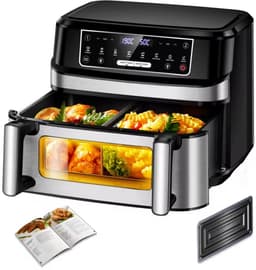 Airfryer Dubbel 12 Liter XXL – Dual Zone – Smart Finish – Match Cook – 8 Automatische Programma's – Met Kijkvenster – Zwart — thumbnail 1