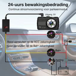 Fokelyi Dashcam Hardwire Kit - 12-24V - Accustroom - Type-C 5V/2.5A - Parkeerbewaking - laagspanningsbeveiliging - voor auto — thumbnail 3