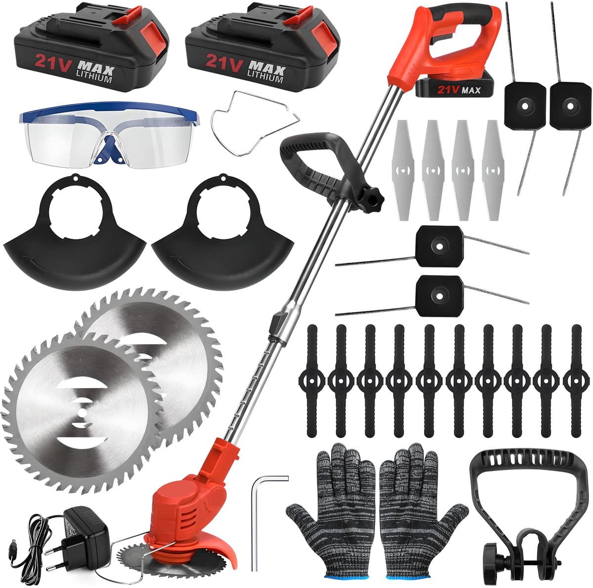 Accu-Grasmaaier – 1800W Borstelloze Motor, 1500 tpm, 15cm Snijbreedte, 2 Batterijen, Verstelbare Hoogte – Voor Thuis & Tuin — afbeelding 1