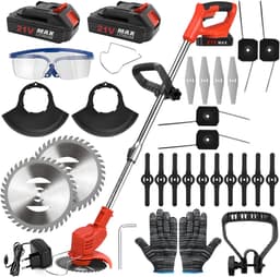Accu-Grasmaaier – 1800W Borstelloze Motor, 1500 tpm, 15cm Snijbreedte, 2 Batterijen, Verstelbare Hoogte – Voor Thuis & Tuin — thumbnail 1