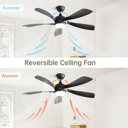132 cm plafondventilator met LED-verlichting — 3 dimbare lichtkleuren, geheugenfunctie, 6 snelheden, stille DC-motor met zomer- en wintermodus (omgekeerde draairichting), timer (1/4/8 uur) — thumbnail 3