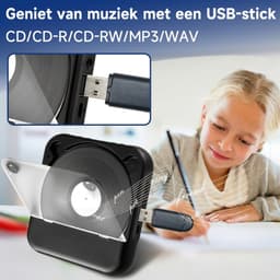 Draagbare Bluetooth-cd-speler met USB-C-snelladen – Ultradun en compact – Ondersteunt MP3/WMA-formaten – Geschikt voor zowel reizen als thuisgebruik – Zwart — thumbnail 3