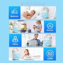 KZQ Draagbare ventilator - Aircooler - 4-in-1 ventilator - Vier windsnelheden - Timer van 2-8 uur - Kleurrijke verlichting - Waterreservoir van 900 ml - Geschikt voor slaapkamers, kantoren, woningen en kamperen - 16 × 13 × 24,5 cm - Wit — thumbnail 2